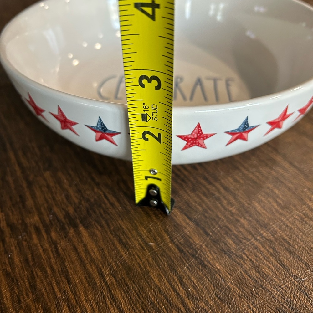 Rae Dunn Celebrate Ceramic Bowl with Red and Blue Stars - Picture 5 of 5